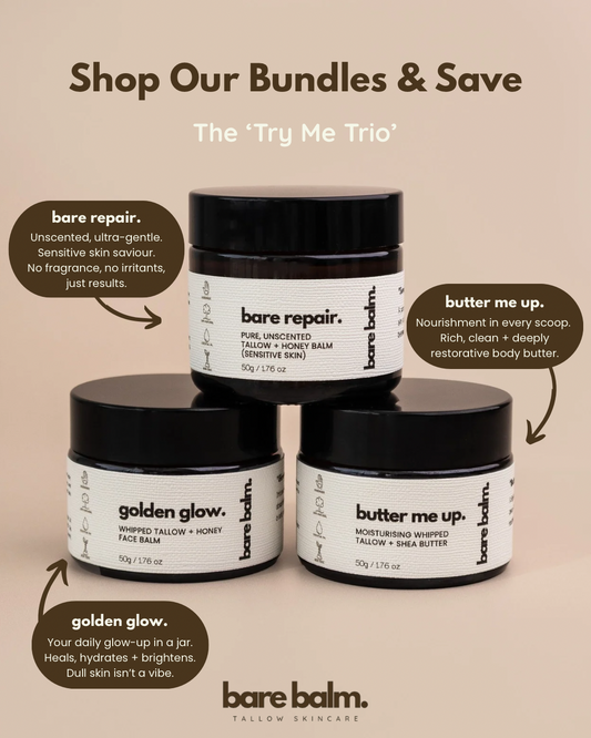 Bare Balm Bundle and save - skincare – natural Australian tallow skincare made with pure ingredients. Non toxic and pure