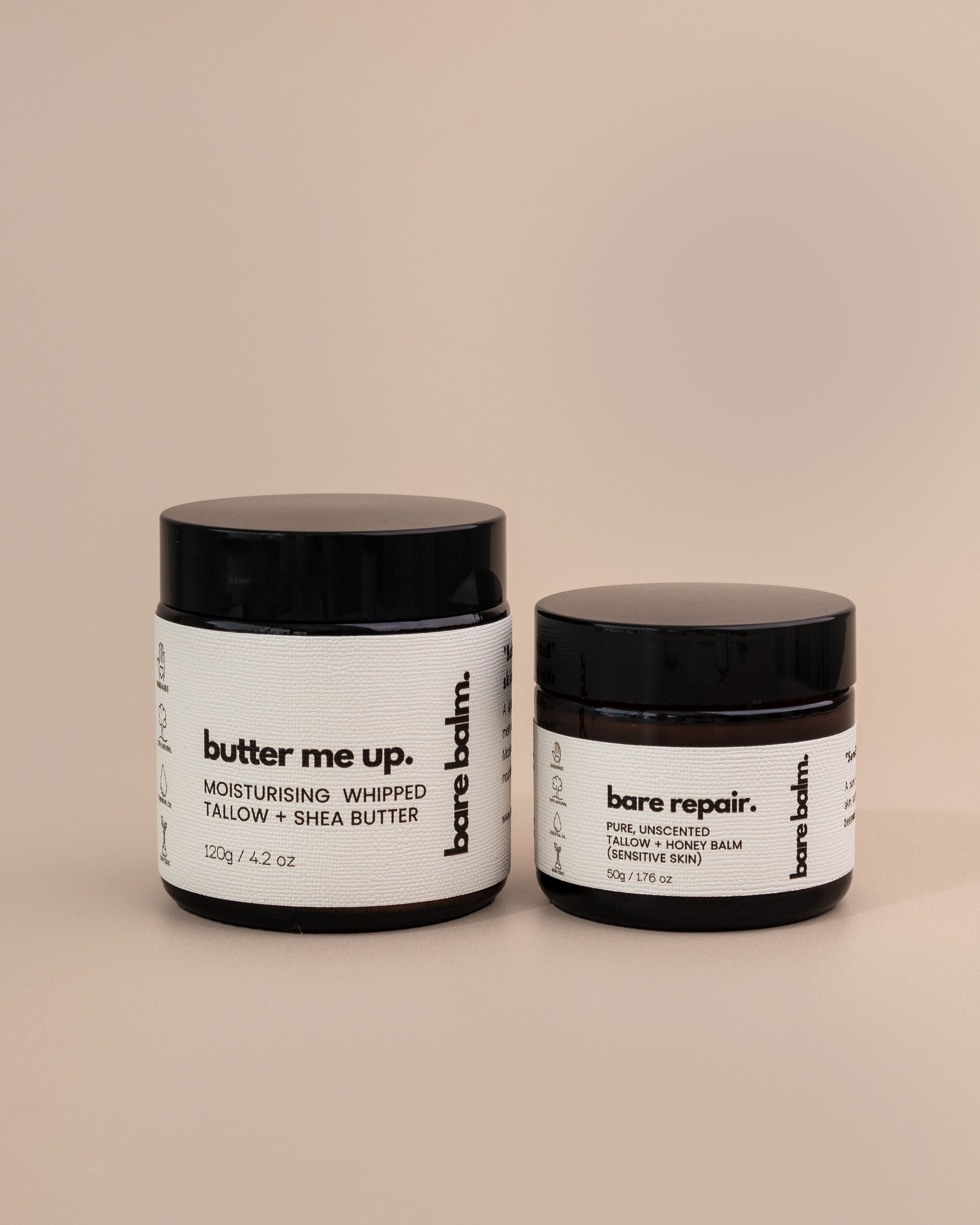 Bare Repair tallow balm packaging – Australian small-batch skincare handcrafted by Bare Balm