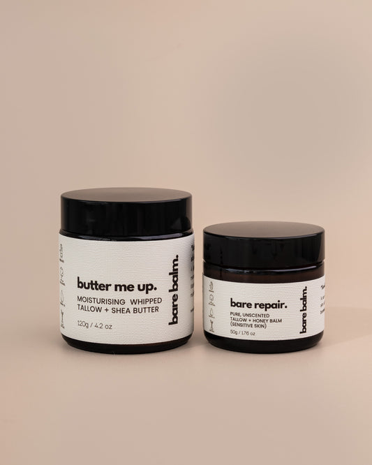 Bare Repair tallow balm packaging – Australian small-batch skincare handcrafted by Bare Balm