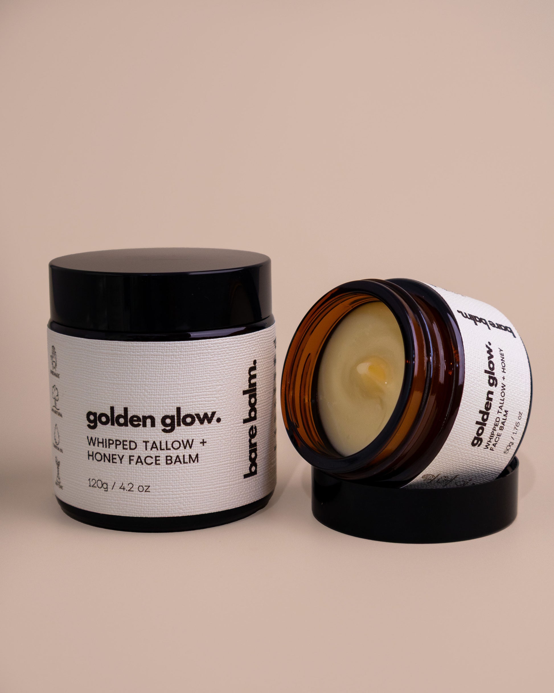 Bare Balm Golden Glow tallow face balm – grass-fed tallow skincare for sensitive skin